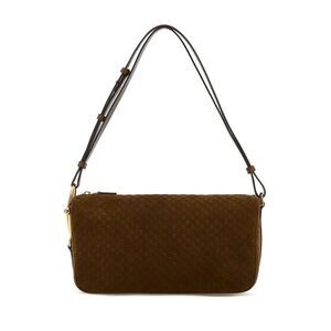 Gucci Women Caramel Suede Medium Gucci Half Horsebit Shoulder Bag